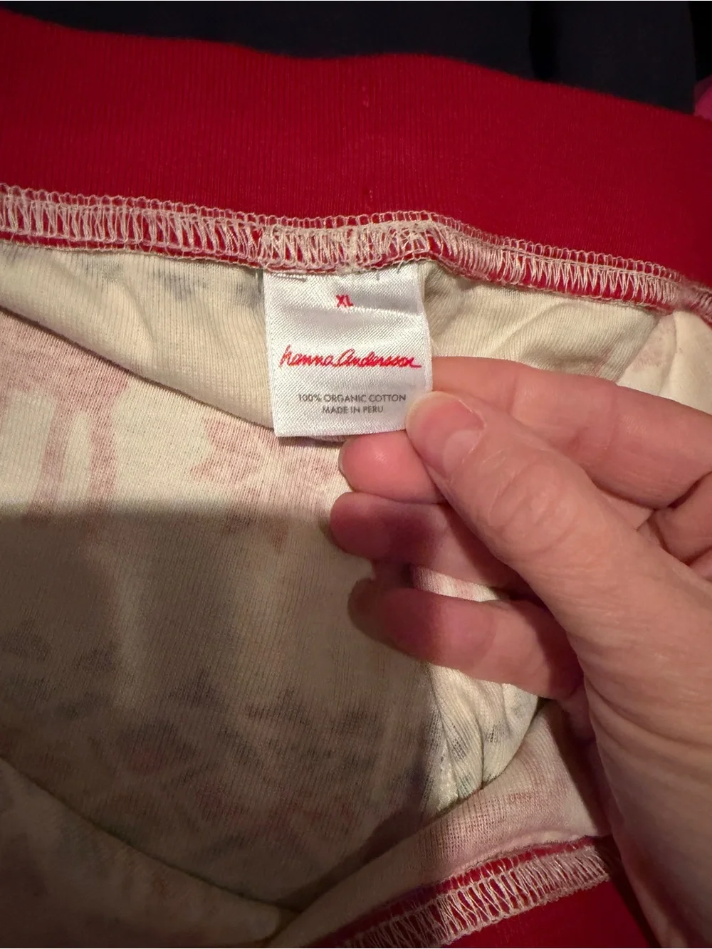 Red‎ & Cream Reindeer Print Pajama Set Organic Cotton